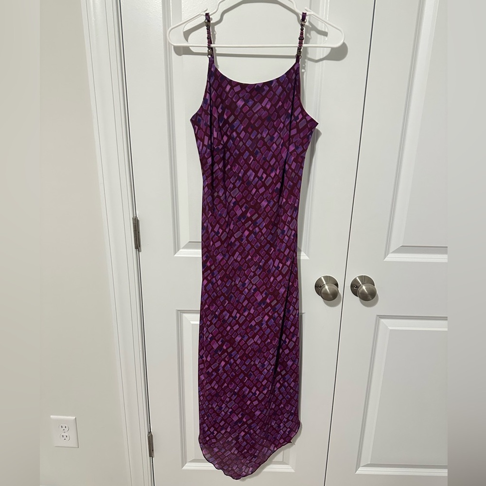 AGB Y2K Purple Geometric Maxi Dress